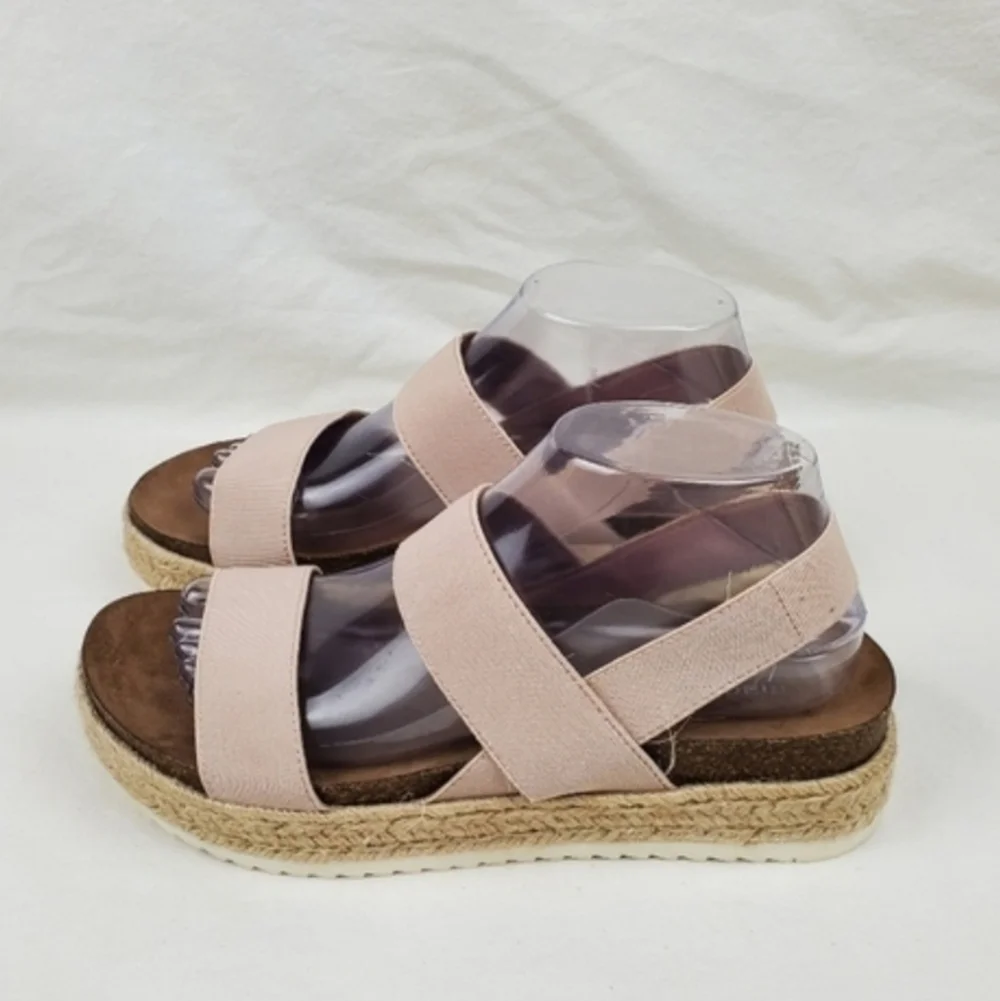 Madden Girl Cybell blush elastic espadrille wedge sandals